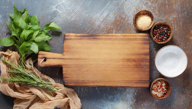 tavola da taglio in legno vista dall'alto