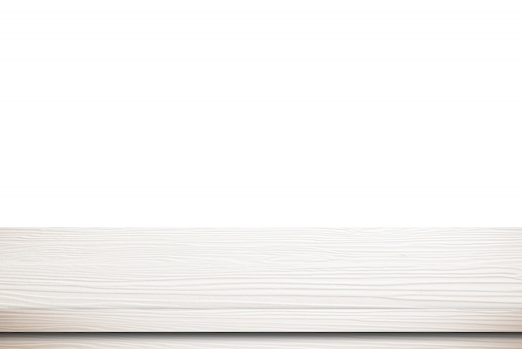 Foto tavola di legno bianca vuota isolata su bianco
