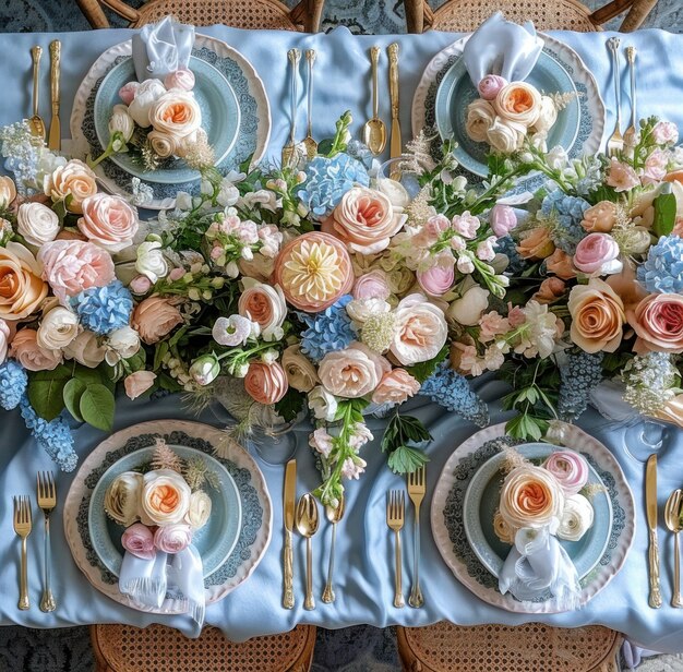 tavola di pasqua apparecchiata con fiori e piatti