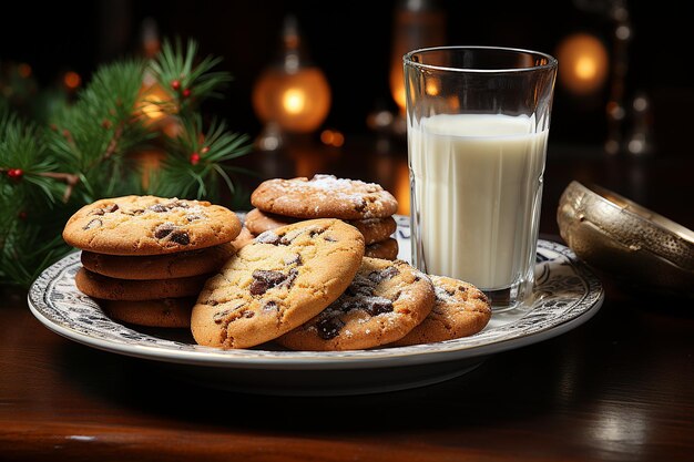 Tavola festiva con un piatto di biscotti