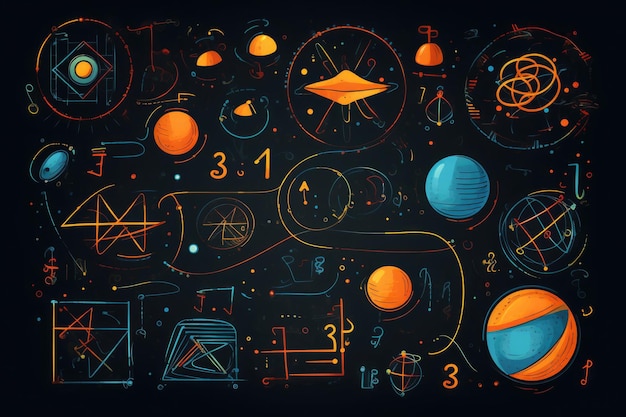 Tavola scritta con formule scientifiche e calcoli in fisica e matematica