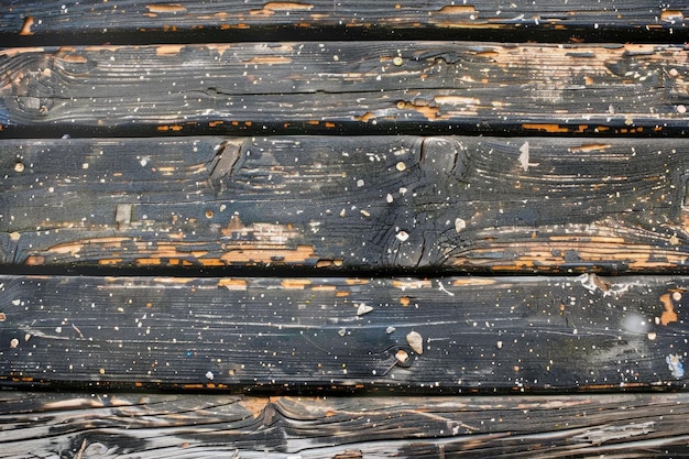 tavole di legno intemperate nere con fiocchi di vernice
