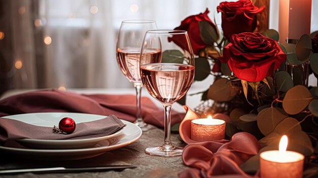 Tavoli da notte per appuntamenti festivi idea di paesaggio tavolo da cena per due e Natale Capodanno Decorazione per il giorno di San Valentino Stile per la casa di campagna inglese