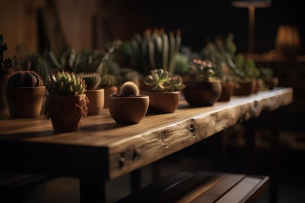 Tavoli in legno con succulenti ai generativi