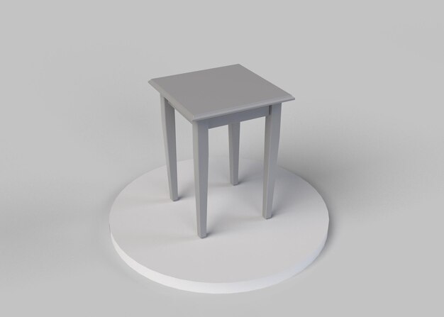 tavolo bianco isolato sul podio su sfondo bianco rendering 3D