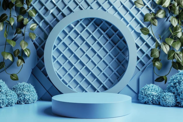 Tavolo blu con vaso bianco e fiori