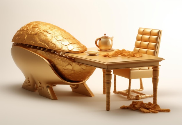 Tavolo con sedia a forma di lumaca