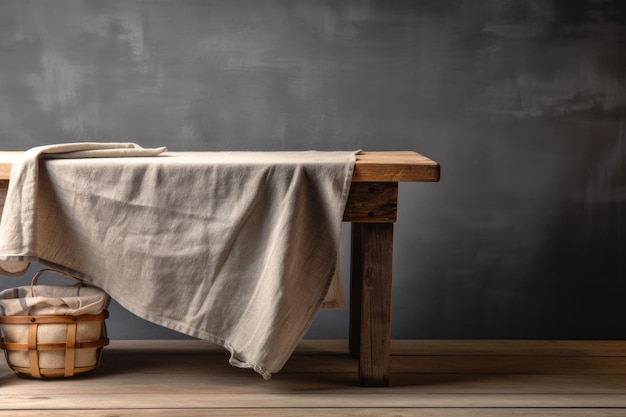 Tavolo con un panno drappeggiato su di esso in un'accogliente sala da pranzo IA generativa