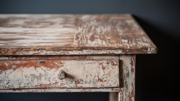 Tavolo da console vintage rustico con grano naturale e vernice sbucciante