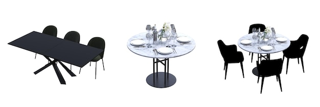 tavolo da pranzo isolato su sfondo bianco illustrazione 3D rendering cg