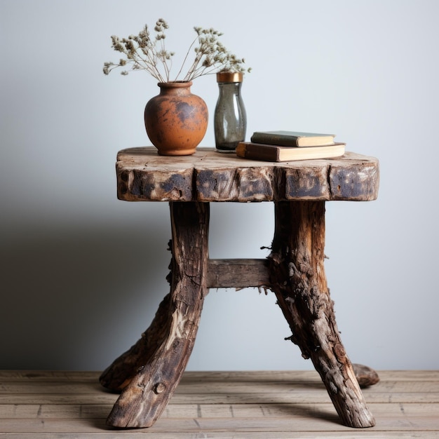 Tavolo da tavolo rustico con interni erosi e fascino vintage