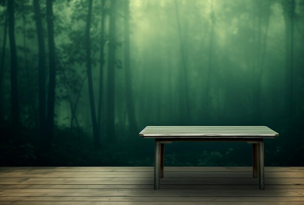 tavolo di legno con sfondo sfocato nel parco