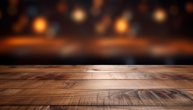 Tavolo di legno con un bellissimo bokeh