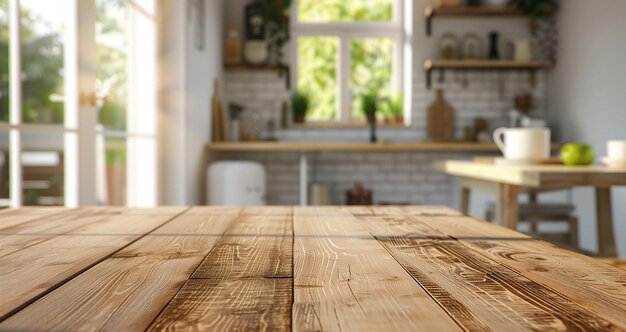 Tavolo di legno in cucina accanto alla finestra