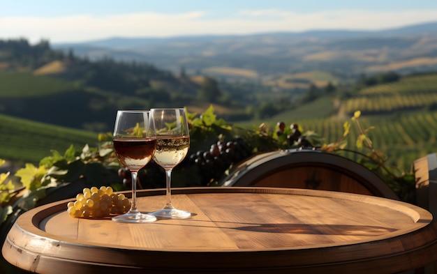 Tavolo di legno vuoto con vigna sfocata