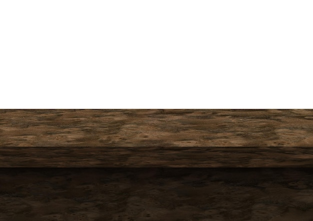tavolo di legno vuoto isolato su sfondo bianco