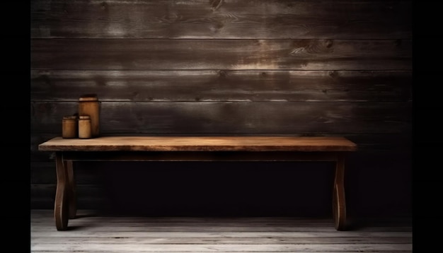 Tavolo in legno e parete in legno scuro