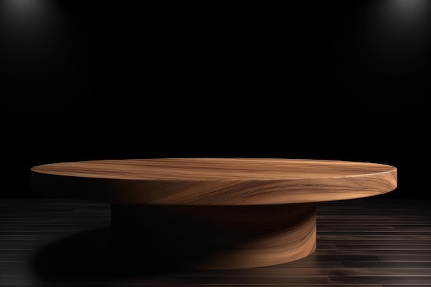 Tavolo in legno su sfondo scuro AI generato