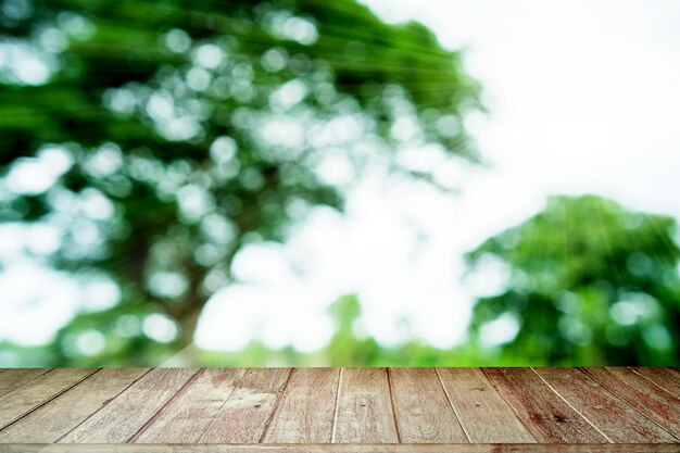 Tavolo In Legno Su Sfondo Sfocato Parco