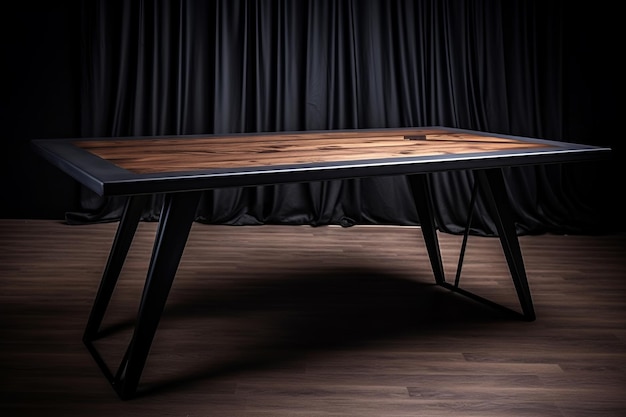Tavolo nero elegantemente realizzato, una miscela perfetta di legno e metallo
