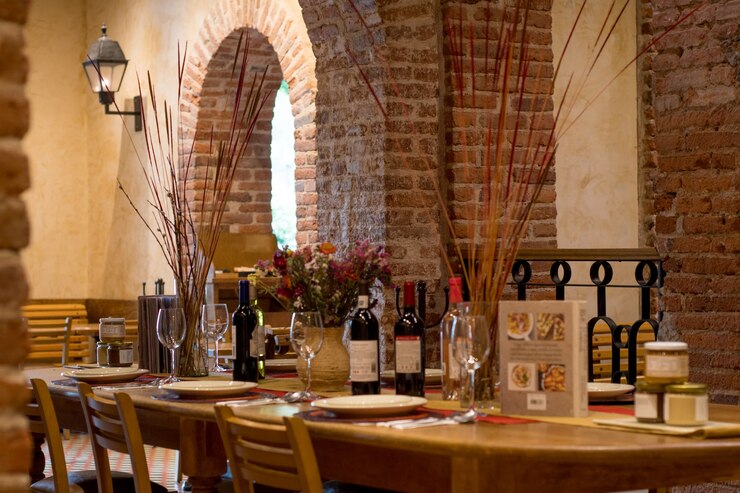 Tavolo pronto da servire in ristorante.