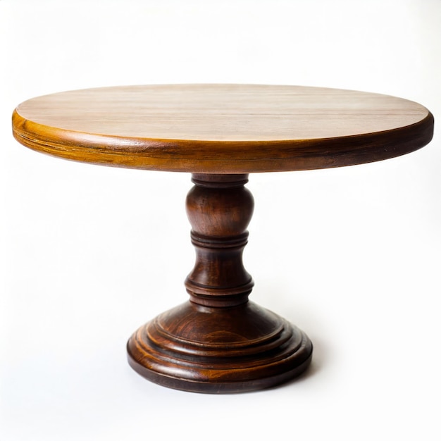 Tavolo rotondo di legno su sfondo bianco