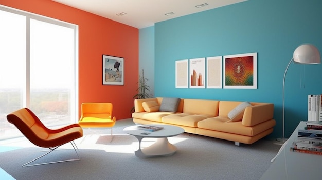 Tavolozza di colori vivaci utilizzata in interni minimalisti