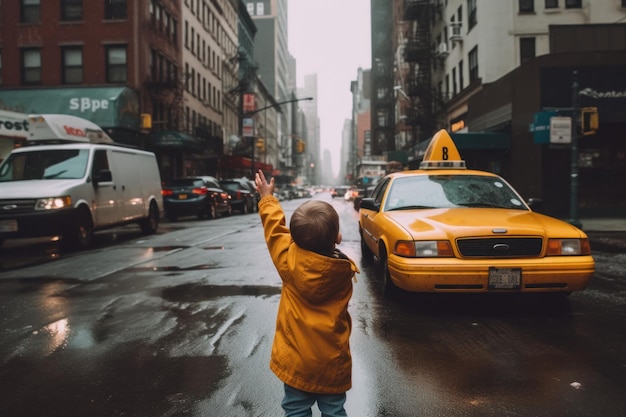 Taxi della città del ragazzino Genera Ai