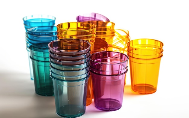 Tazas de Bebida de Plastico Apilables en Varios Colores Vibrantes