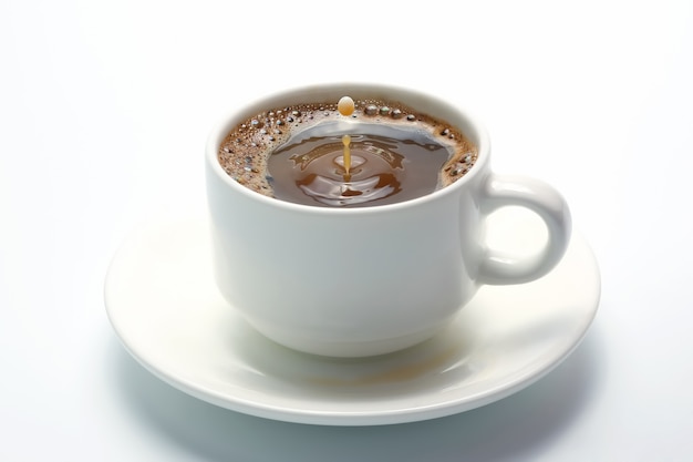 Tazza bianca con caffè nero isolato