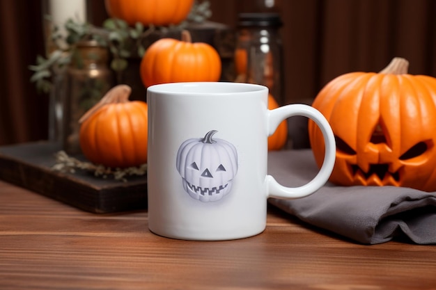 Tazza bianca di Halloween Ai generativa