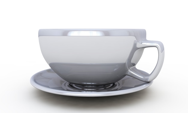 Tazza bianca isolata su sfondo bianco 3d render