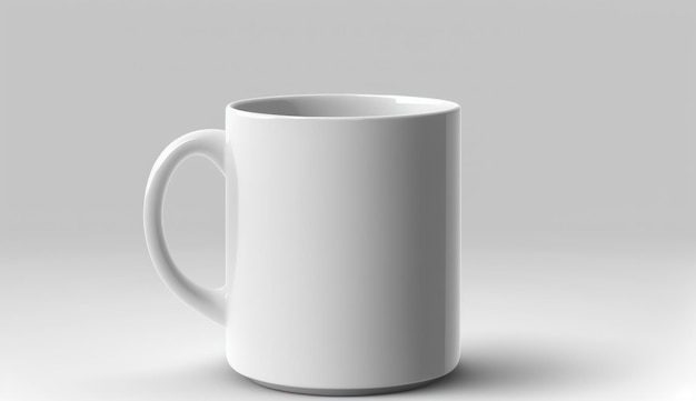 Tazza bianca vuota su sfondo bianco mockup