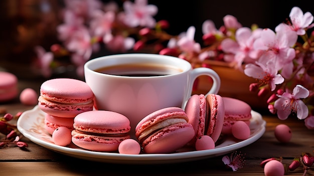 tazza con gustosi macarons