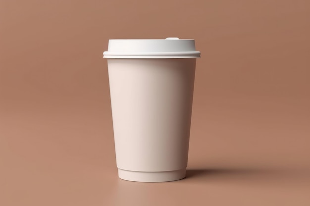 Tazza da caffè da asporto mockup vuota con sfondo marrone isolato AI generativa