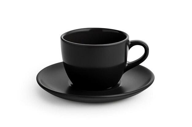 Tazza da caffè nera in ceramica isolata su sfondo bianco IA generativa