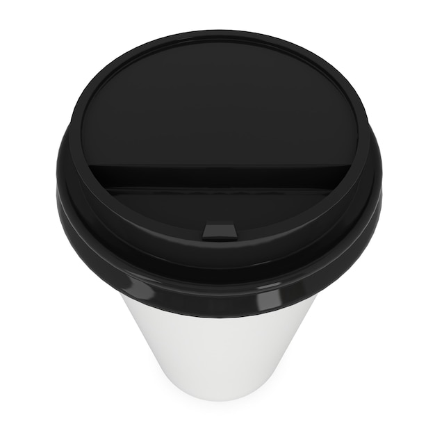 Tazza da caffè usa e getta Tazza in carta bianca con tappo in plastica nera