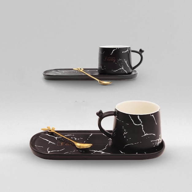 tazza da tè e caffè in ceramica nera moderna