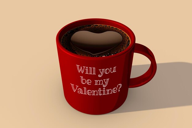 Tazza di caffè 3D di San Valentino con un cuore