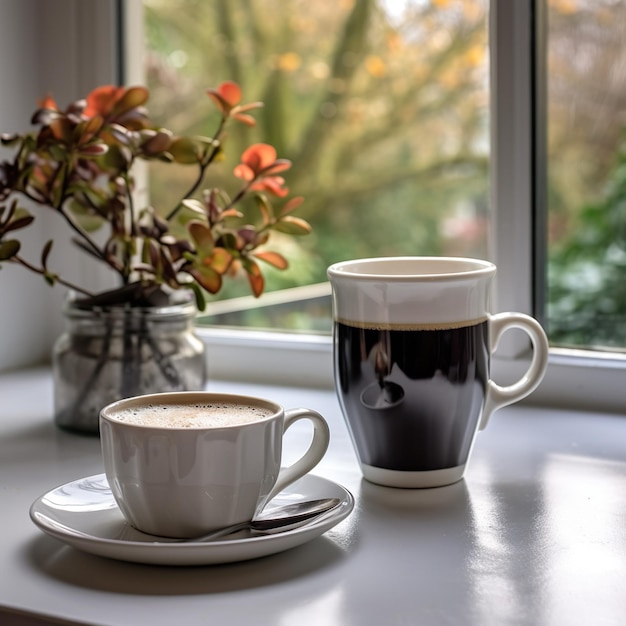 tazza di caffè alla finestra della cucina