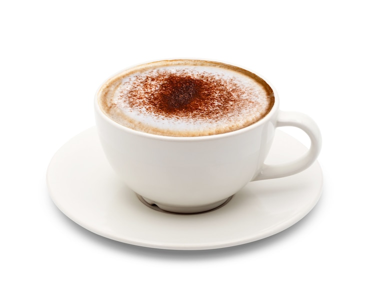 Foto tazza di caffè cappuccino isolato su bianco