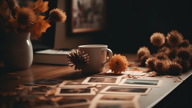 Tazza di caffè con cartoline