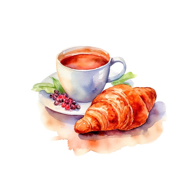 tazza di caffè con cioccolato tazza di cioccolato con croissant tazza di caffè con dessert caffè de