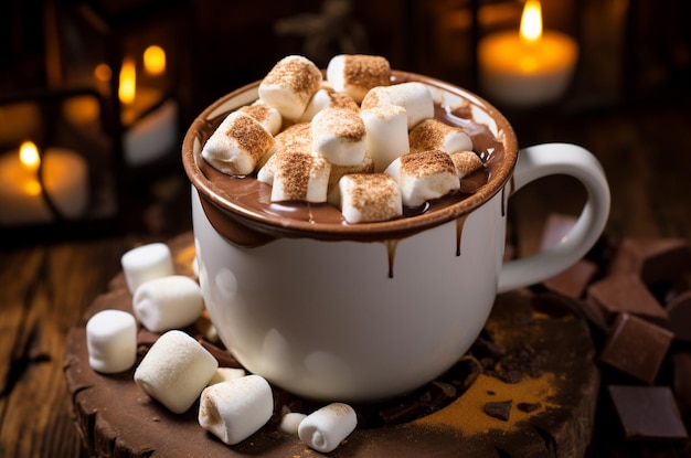 Tazza di caffè con marshmallow Cacao con marshmallow Bevanda invernale