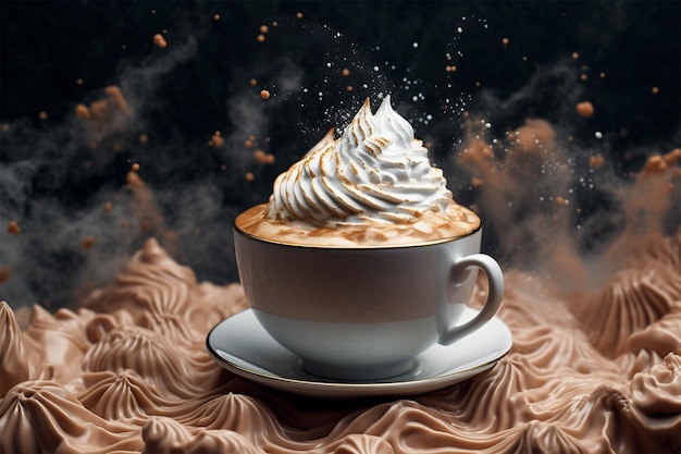 tazza di caffè con panna montata