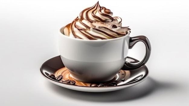 Tazza di caffè con panna montatagenerativa ai