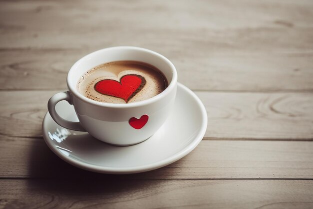 Tazza di caffè con un cuore disegnato