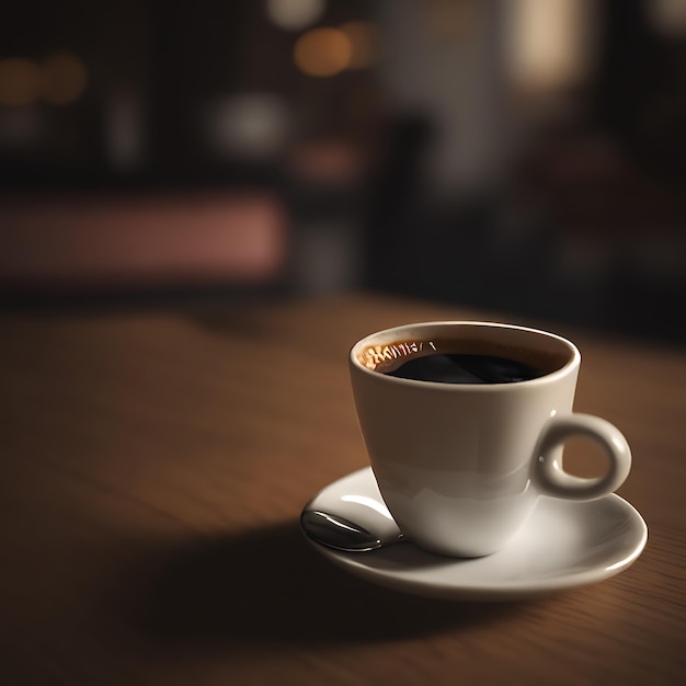 Tazza di caffè del primo piano sulla tavola di legno