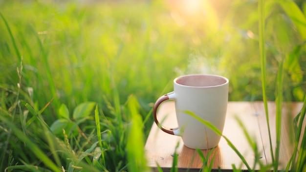 Tazza di caffè in giardino