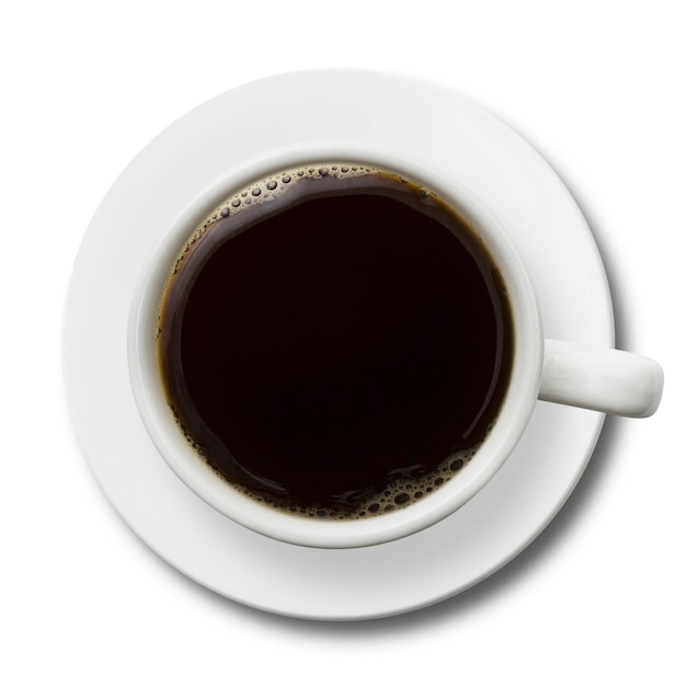 tazza di caffè su bianco